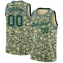 Load image into Gallery viewer, Custom Cream Green-Royal 3D Pattern Design Dollar Authentic Basketball Jersey