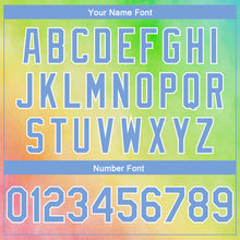Load image into Gallery viewer, Custom Tie Dye Light Blue-White 3D Rainbow Authentic Basketball Jersey