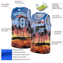 Load image into Gallery viewer, Custom Light Blue White 3D Pattern Tropical Hawaii Palm Trees Authentic Basketball Jersey