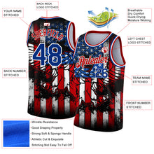 Load image into Gallery viewer, Custom Black Royal-Red 3D Eagle American Flag Authentic Basketball Jersey