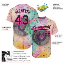 Load image into Gallery viewer, Custom Pink Black 3D Pattern Design Music Festival Watercolor Colored Musical Notes Authentic Baseball Jersey