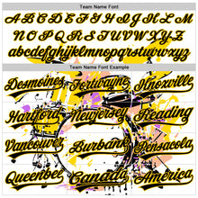 Load image into Gallery viewer, Custom White Black-Yellow 3D Pattern Design Music Festival Abstract Drum Set In Splash Authentic Baseball Jersey