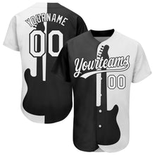Load image into Gallery viewer, Custom Black White 3D Pattern Design Music Festival Guitar Rock And Roll Authentic Baseball Jersey
