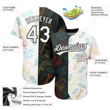Load image into Gallery viewer, Custom Black White 3D Pattern Design Music Festival Brazilian Carnival Authentic Baseball Jersey