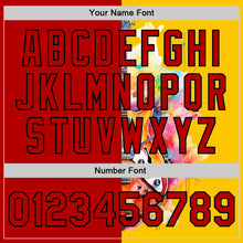 Load image into Gallery viewer, Custom Yellow Red-Black 3D Pattern Design Music Festival Watercolor Guitar Authentic Baseball Jersey