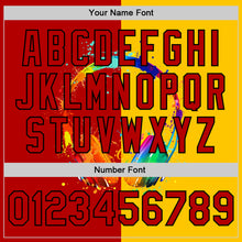 Load image into Gallery viewer, Custom Yellow Red-Black 3D Pattern Design Music Festival Watercolor Headphone With Musical Notes Authentic Baseball Jersey