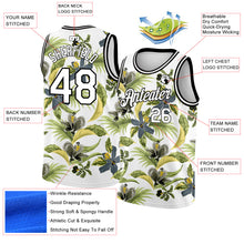 Load image into Gallery viewer, Custom White Black 3D Pattern Tropical Hawaii Plant And Flower Authentic Basketball Jersey