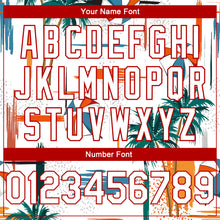 Load image into Gallery viewer, Custom White Red 3D Pattern Tropical Beach Hawaii Palm Trees Authentic Basketball Jersey