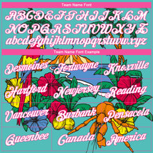 Load image into Gallery viewer, Custom Aqua Pink Light Blue-Black 3D Pattern Tropical Beach Hawaii Palm Trees Authentic Basketball Jersey