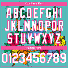 Load image into Gallery viewer, Custom Aqua Pink Light Blue-Black 3D Pattern Tropical Beach Hawaii Palm Trees Authentic Basketball Jersey