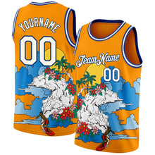 Load image into Gallery viewer, Custom Bay Orange White-Royal 3D Pattern Tropical Beach Hawaii Palm Trees Authentic Basketball Jersey