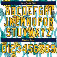 Load image into Gallery viewer, Custom White Gold-Navy 3D Pattern Tropical Hawaii Plant And Flower Authentic Basketball Jersey