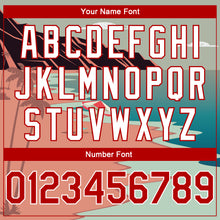 Load image into Gallery viewer, Custom Teal Red-White 3D Pattern Tropical Beach Hawaii Palm Trees Authentic Basketball Jersey