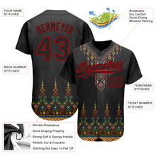 Load image into Gallery viewer, Custom Black Red 3D Pattern Design Traditional African Ethnic Style Authentic Baseball Jersey