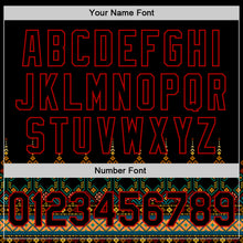 Load image into Gallery viewer, Custom Black Red 3D Pattern Design Traditional African Ethnic Style Authentic Baseball Jersey