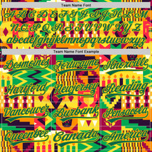 Load image into Gallery viewer, Custom Yellow Kelly Green 3D Pattern Design African Happy Kwanzaa Authentic Baseball Jersey