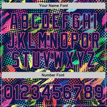 Load image into Gallery viewer, Custom Navy Pink 3D Pattern Design Abstract Halftone Circles Zigzag Style Authentic Baseball Jersey