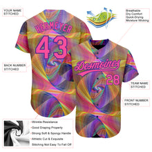 Load image into Gallery viewer, Custom Purple Pink 3D Pattern Design Abstract Fractal Style Authentic Baseball Jersey