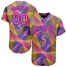 Load image into Gallery viewer, Custom Purple Pink 3D Pattern Design Abstract Fractal Style Authentic Baseball Jersey