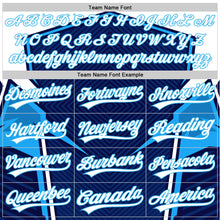 Load image into Gallery viewer, Custom Navy White-Sky Blue 3D Pattern Design Abstract Sport Authentic Baseball Jersey