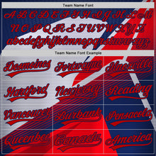 Load image into Gallery viewer, Custom Red Navy 3D Pattern Design Abstract Sport Authentic Baseball Jersey