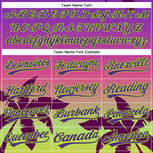 Load image into Gallery viewer, Custom Purple Neon Green 3D Pattern Design Hawaii Palm Trees Authentic Baseball Jersey