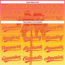 Load image into Gallery viewer, Custom Neon Pink Yellow 3D Pattern Design Hawaii Palm Trees Authentic Baseball Jersey