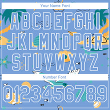 Load image into Gallery viewer, Custom Light Blue White 3D Pattern Hawaii Beach Palm Trees Authentic Basketball Jersey