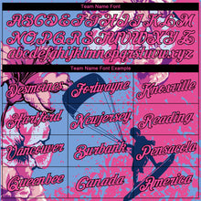 Load image into Gallery viewer, Custom Light Blue Pink-Black 3D Pattern Flowers And Beach Surfing Authentic Basketball Jersey