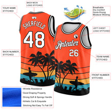Load image into Gallery viewer, Custom Orange White-Black 3D Pattern Hawaii Beach Palm Trees Authentic Basketball Jersey