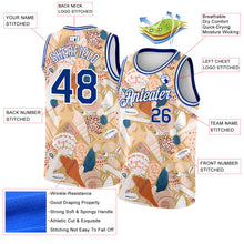 Load image into Gallery viewer, Custom City Cream Royal-White 3D Pattern Beach Seashells And Starfishes Authentic Basketball Jersey