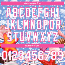 Load image into Gallery viewer, Custom Light Blue White-Pink 3D Pattern Hawaii Palm Trees And Starfishes Authentic Basketball Jersey