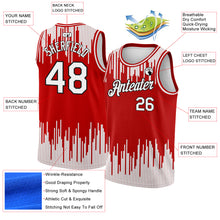 Load image into Gallery viewer, Custom Red White-Black Abstract Vertical Lines Authentic City Edition Basketball Jersey
