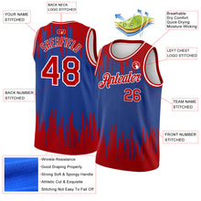 Load image into Gallery viewer, Custom Royal Red-White Abstract Vertical Lines Authentic City Edition Basketball Jersey