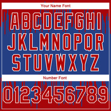 Load image into Gallery viewer, Custom Royal Red-White Abstract Vertical Lines Authentic City Edition Basketball Jersey