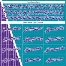 Load image into Gallery viewer, Custom Teal Purple-White Triangle Pinstripes Authentic City Edition Basketball Jersey