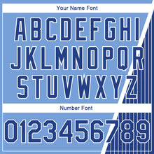 Load image into Gallery viewer, Custom Light Blue Royal-White Triangle Pinstripes Authentic City Edition Basketball Jersey