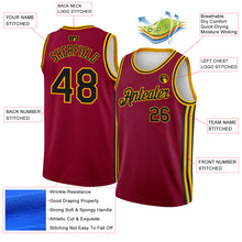 Load image into Gallery viewer, Custom Maroon Black-Gold Side Stripes Authentic City Edition Basketball Jersey