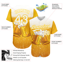 Load image into Gallery viewer, Custom Yellow White 3D Pattern Design International Beer Day Authentic Baseball Jersey