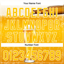 Load image into Gallery viewer, Custom Yellow White 3D Pattern Design Beer Authentic Baseball Jersey