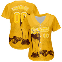 Load image into Gallery viewer, Custom Yellow White 3D Pattern Design Beer Festival Authentic Baseball Jersey