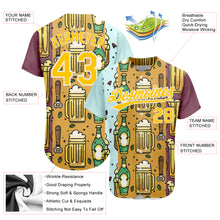 Load image into Gallery viewer, Custom Yellow White 3D Pattern Design Beer Festival Authentic Baseball Jersey