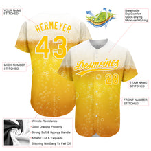 Load image into Gallery viewer, Custom Yellow White 3D Pattern Design Beer Authentic Baseball Jersey
