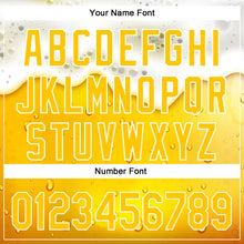 Load image into Gallery viewer, Custom Yellow White 3D Pattern Design Beer Authentic Baseball Jersey