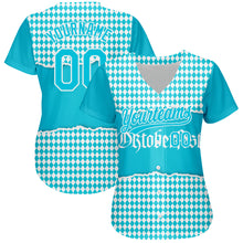 Load image into Gallery viewer, Custom Lakes Blue White 3D Pattern Design Oktoberfest Authentic Baseball Jersey