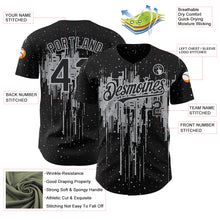 Load image into Gallery viewer, Custom Black Gray 3D Pattern Design Dripping Splatter Art Authentic Baseball Jersey