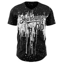Load image into Gallery viewer, Custom Black White 3D Pattern Design Dripping Splatter Art Authentic Baseball Jersey