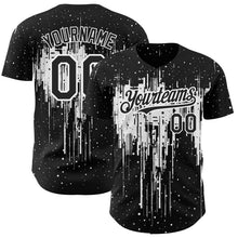 Load image into Gallery viewer, Custom Black White 3D Pattern Design Dripping Splatter Art Authentic Baseball Jersey