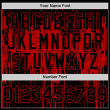 Load image into Gallery viewer, Custom Black Red 3D Pattern Design Dripping Splatter Art Authentic Baseball Jersey