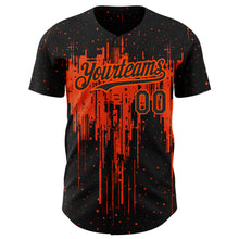 Load image into Gallery viewer, Custom Black Orange 3D Pattern Design Dripping Splatter Art Authentic Baseball Jersey